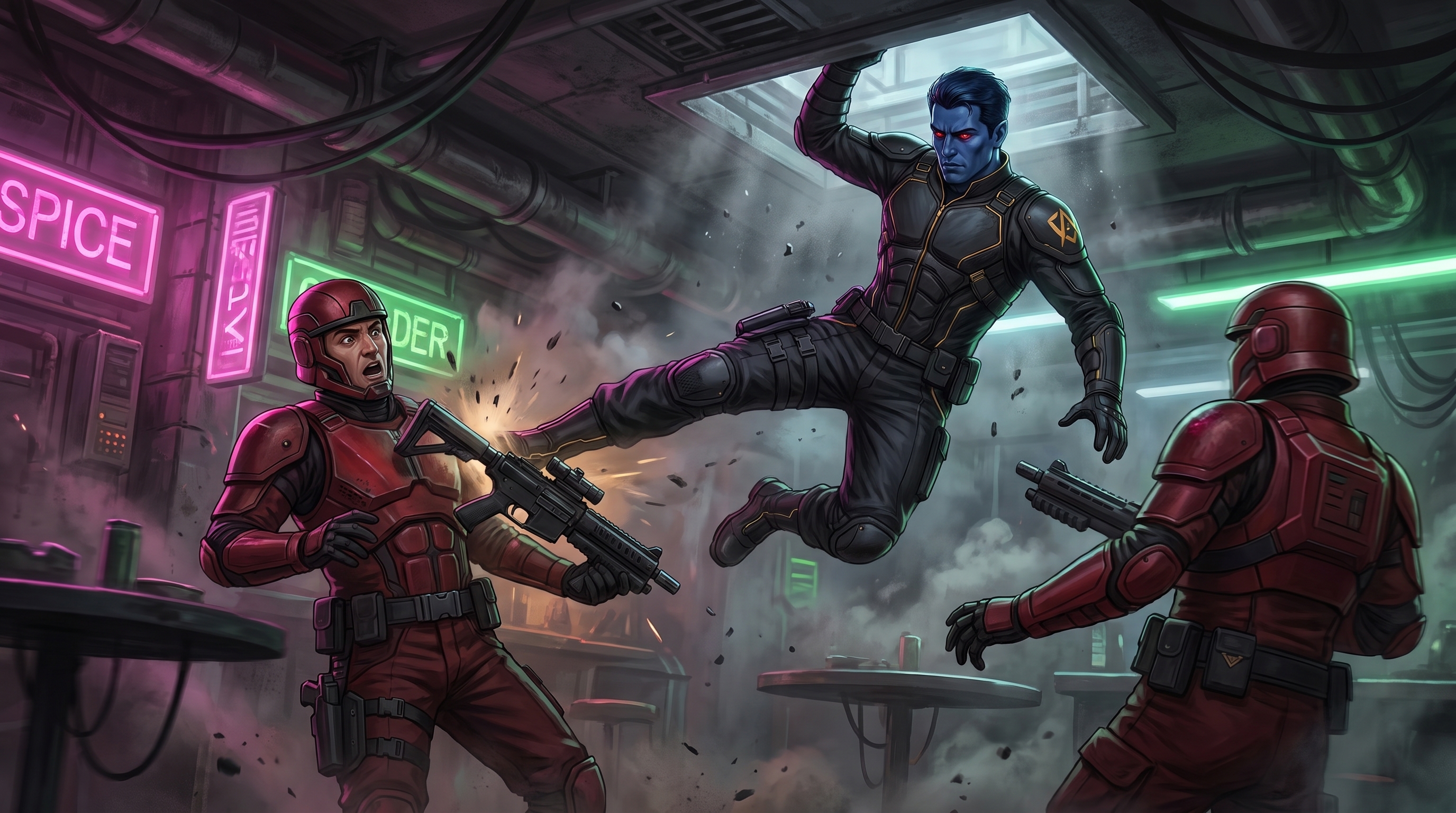 Surveillance Feed: Chiss Operative Neutralizing Syndicate Guard
